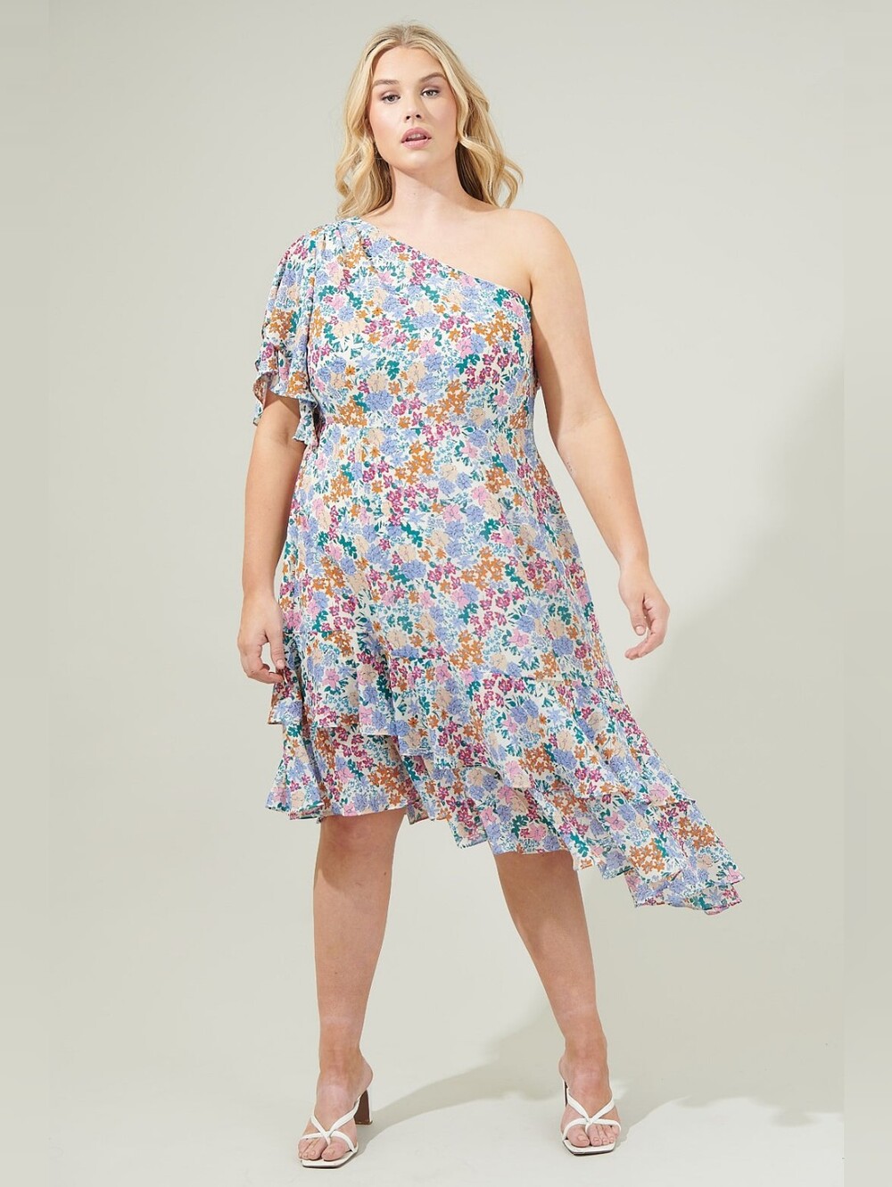 Sugarlips NWT Posy Blossom One Shoulder Asymmetrical Dress 1X | Floral Brunch - Picture 3 of 7